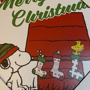 NWT Snoopy + Woodstock Merry Christmas Canvas 12x12